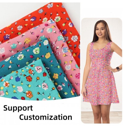 100% Organic Cotton Printed Fabric Colorful Small Flower Design Poplin Silk-Cotton Set Dress Shirts Bags Weddings-Digital Woven 100% Organic Cotton Printed Fabric Colorful Small Flower Design Poplin Silk-Cotton Set Dress Shirts Bags Weddings-Digital Woven