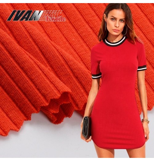 High stretch 32S 7x3 CVC spandex polyester cotton rib knit jersey fabric for garment High stretch 32S 7x3 CVC spandex polyester cotton rib knit jersey fabric for garment