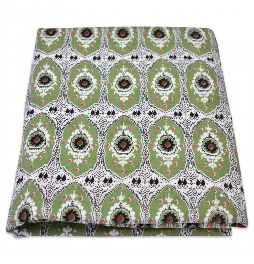 High Quality Knitted Sanganeri Block Printed Cotton Fabric Floral Handmade Mint Woman Dress Making Running Material Wholesale High Quality Knitted Sanganeri Block Printed Cotton Fabric Floral Handmade Mint Woman Dress Making Running Material Wholesale