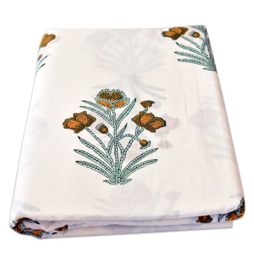 New Arrival Floral Block Printed Cotton Fabric for Clothing Indian Handmade White Craft Making Running Material Wholesale New Arrival Floral Block Printed Cotton Fabric for Clothing Indian Handmade White Craft Making Running Material Wholesale